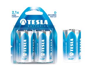 TESLA BLUE zinc-carbon battery D (R20), 2pcs