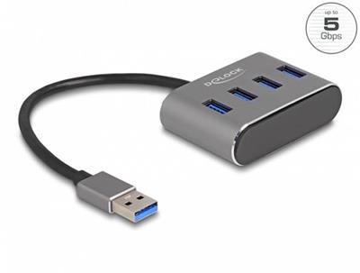 Delock 4-port USB 3.2 Gen 1 Hub with USB Type-A connector - USB Type-A ports on top