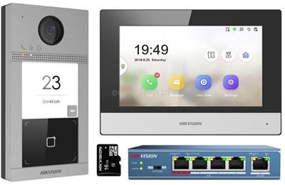 Hikvision DS-KIS604-S(C) IP intercom set with switch and microSD card