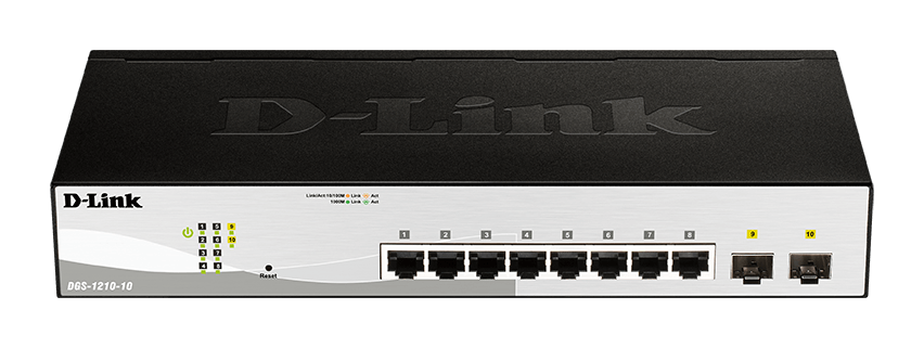 D-Link DGS-1210-10 L2/L3 Smart+ Switch, 8x GbE, 2 SFP, fanless