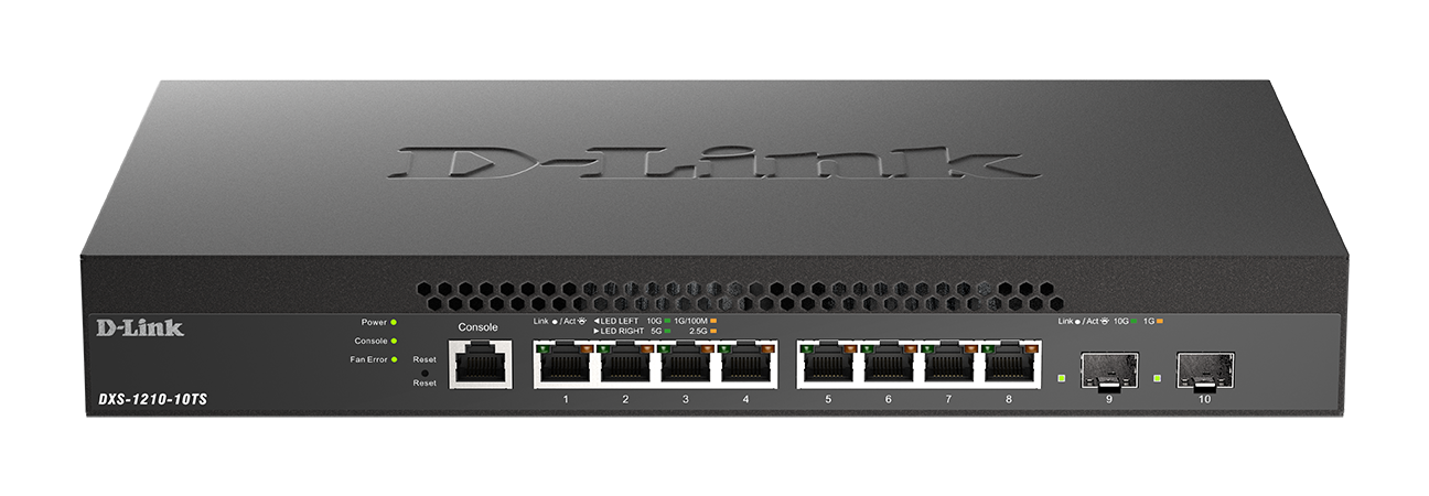 D-Link DXS-1210-10TS 10 Port switch including 8x10G ports & 2xSFP