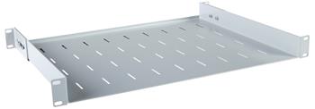 Masterlan fixed perforated shelf, 1U, 19 , 350mm, load capacity 40kg, grey