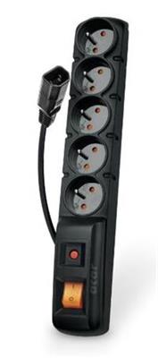 Acar F5 IEC 1,5m cable, 5 sockets, overvoltage protection, C14 for UPS, black