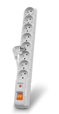 Acar S8 3m cable, 8 sockets, overvoltage protection, white