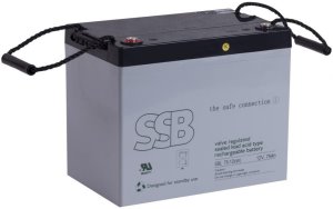 SSB AGM lead acid battery 12V 75Ah, lifetime 10-12 years, M6 connector