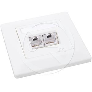 Solarix outlet Cat5e STP 2x RJ45 under the wall plaster, white