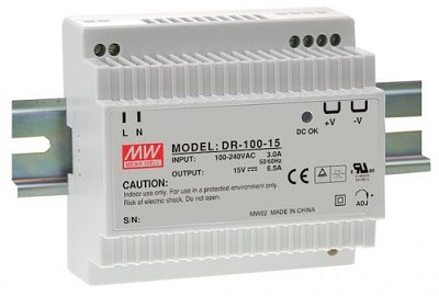 MEAN WELL DR-100-12 Switching power supply for DIN rail, 100W, 12V