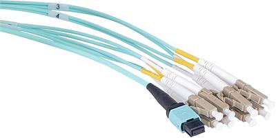 Masterlan fiber optic MPO patch cord, MPOupc female/4xLCupc duplex, MM, OM3, 8, Typ B, 2m