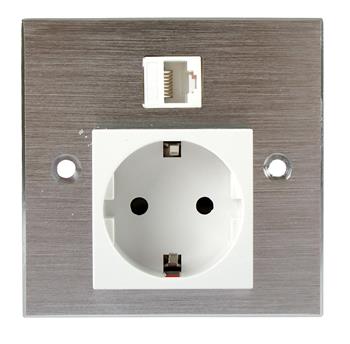 Masterlan Face plate with EU socket and 1PCS Cat.6 Coupler