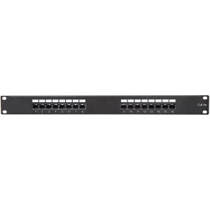 Masterlan patch panel 19 , 16xRJ45, Cat5e, 1U, with cable tie bar, black