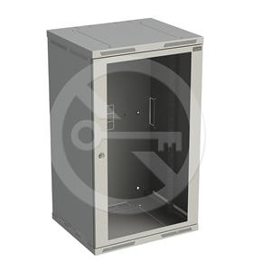 Solarix wall cabinet SENSA 21U 600mm, glass door, grey