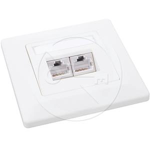 Solarix SX9-2-6-STP-WH, Flush-mount data outlet, 2x RJ45, CAT6 STP