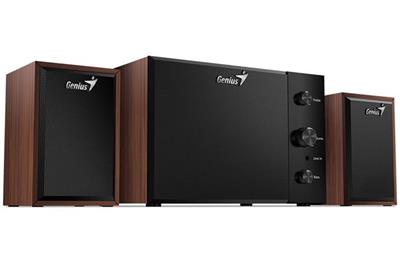 Genius speaker SW-2.1 350, 15W, 3.5mm jack, wooden, brown-black