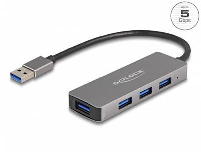 Delock 4 portový Hub USB 3.2 Gen 1 s konektorem USB Typu-A – porty USB Typu-A na boku
