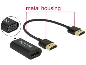 Delock Adapter HDMI-A male> VGA female metal case with 15 cm cable