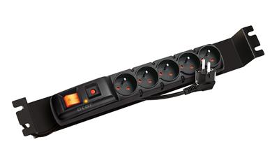 Solarix power supply panel ACAR F5 FA 3m 5 positions BK including brackets for 19" rails 1U, ACAR-F5-FA