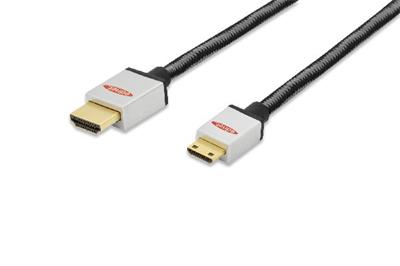 Ednet HDMI High Speed connection cable, type C - type A M/M, 2.0m, Full HD, cotton, gold, si/bl