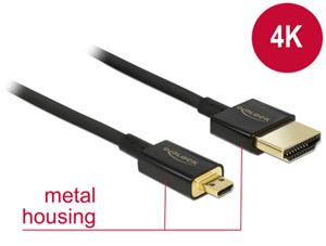 Delock Kabel High Speed HDMI s Ethernetem - HDMI-A samec > HDMI Micro-D samec 3D 4K 0,5 m Slim Premi