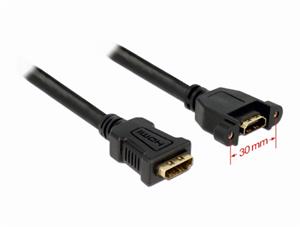 Delock cable HDMI A female> HDMI A female screwable 25 cm