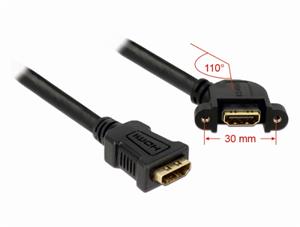 Delock Cable HDMI A female> HDMI A female screwable 110 ° bent 25 cm