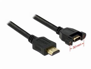 Delock cable HDMI A male> HDMI A female screwable 1 m