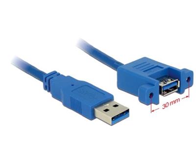 Delock cable USB 3.0 Type-A male> USB 3.0 Type-A female screwable 1 m