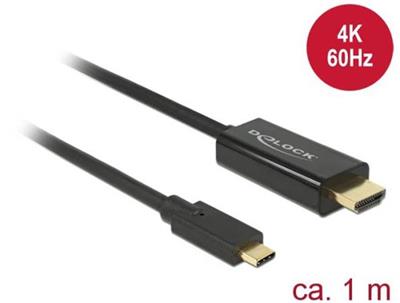 Delock USB Cable Type-C ™ male> HDMI male (DP Alt Mode) 4K 60 Hz 1 m black
