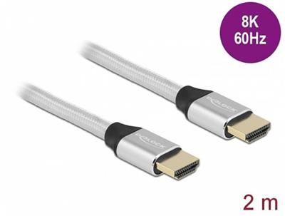 Delock Ultra high-speed HDMI cable, 48 Gbps, 8K 60 Hz, silver 2 m certified