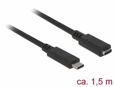 Delock Extension cable SuperSpeed USB (USB 3.1 Gen 1) USB Type-C™ male > female port 3 A 1.5 m no