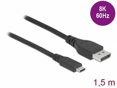 Delock Bi-directional cable USB Type-C™ to DisplayPort (DP Alt mode) with 8K 60 Hz certification 1.5 m DP 8K