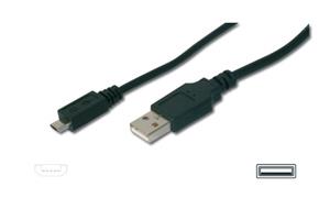 Digitus USB 2.0 cable USB A male to USB micro B male, 2x shielded, Copper, 1m