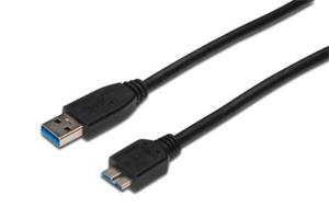 Digitus USB 3.0 cable, USB A - Micro USB B, M / M, 0.25 m, UL, bl