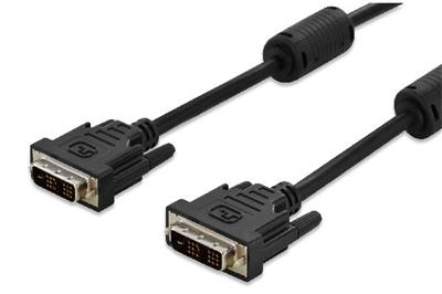 Digitus DVI connection cable, DVI(18+1), 2x ferrit M/M, 3.0m, DVI-D Single Link, bl