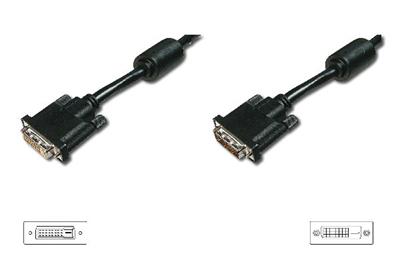 Digitus DVI extension cable, DVI(24+1), 2x ferrit M/F, 5.0m, DVI-D Dual Link, bl