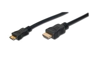 Digitus HDMI 1.3 / 1.2 (C to A) connecting cable 3 m, gold-plated contacts, Ultra HD 24p