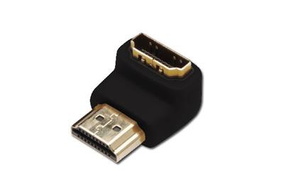 Digitus HDMI adapter, type A, 90o angled M/F, Ultra HD 60p, bl, gold