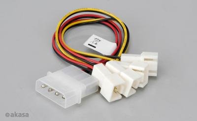 AKASA Kabel redukce Molex na4x 3-pin fan konektor