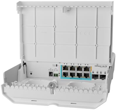 MikroTik CSS610-1Gi-7R-2S+OUT - netPower Lite 7R reverse PoE switch