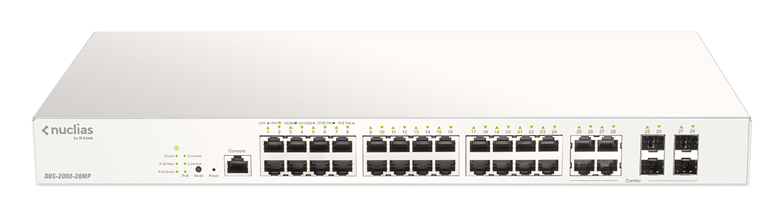 D-Link DBS-2000-28MP 28-Port Gigabit PoE+ Nuclias Smart Managed Switch including 4x1G Combo Ports, 3