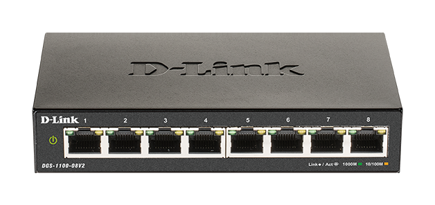 D-Link DGS-1100-08V2/E 8-Port Gigabit Smart Managed Switch- 8-Port 100BaseTX Auto-Negotiating 10/100