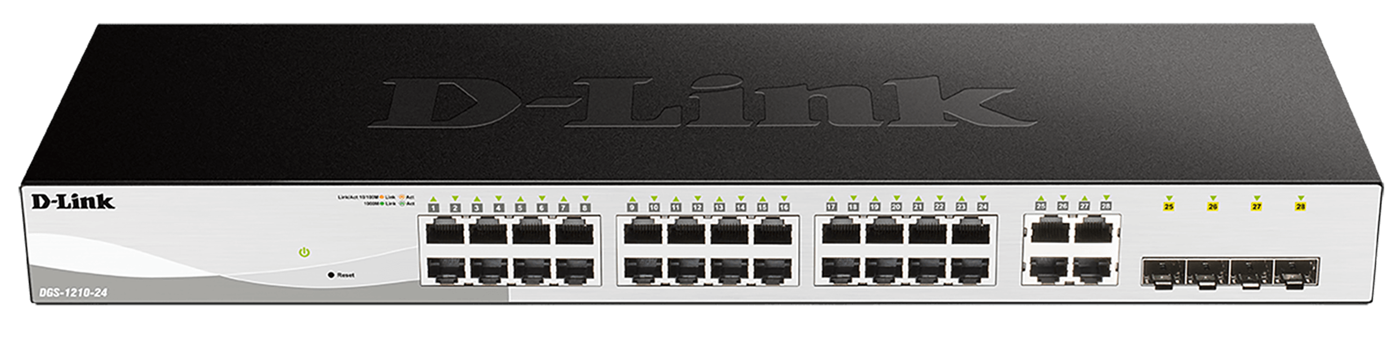 D-Link DGS-1210-24 Smart switch, 24x GbE, 4x RJ45/SFP, fanless