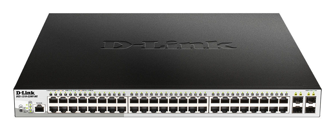 D-Link DGS-1210-52MP/ME 48-Port 10/100/1000BASE-T PoE + 4-Port 1 Gbps SFP Metro Ethernet Managed Swi