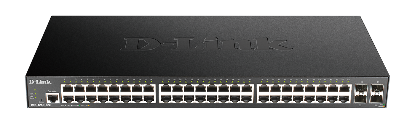 D-Link DGS-1250-52X, 48-port Gigabit Smart Managed Switch with 4x 10G SFP+ ports