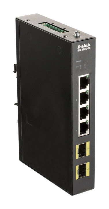 D-Link DIS-100G-6S 4-port Gigabit Industrial Switch including 2 x 100/1000M SFP