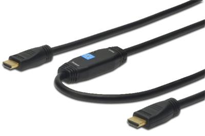 Digitus HDMI High Speed connection cable, type A, w/ amp. M/M, 15.0m, Full HD, CE, gold, bl