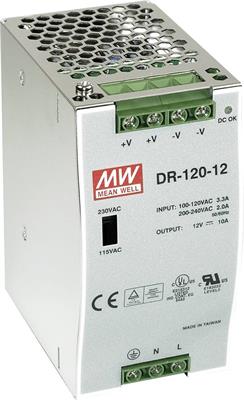 MEAN WELL DR-120-12 switching power supply for DIN rail, 120W, 12V