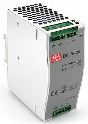 MEAN WELL DR-75-24 switching power supply for DIN rail 75W 24V