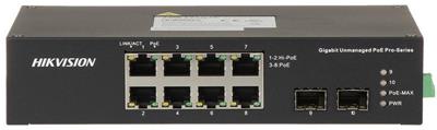 Hikvision DS-3T0310HP-E/HS Industrial PoE switch, 8x PoE, 110W