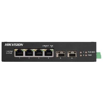 Hikvision DS-3T0506HP-E/HS, industrial PoE switch, 4x Gbit PoE + 2x SFP, 60W