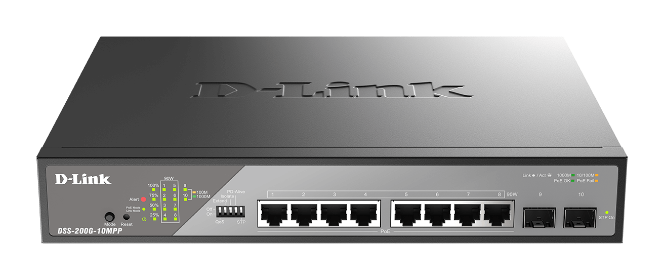 D-Link DSS-200G-10MPP/E 10-Port Gigabit Ethernet PoE++ Surveillance Switch